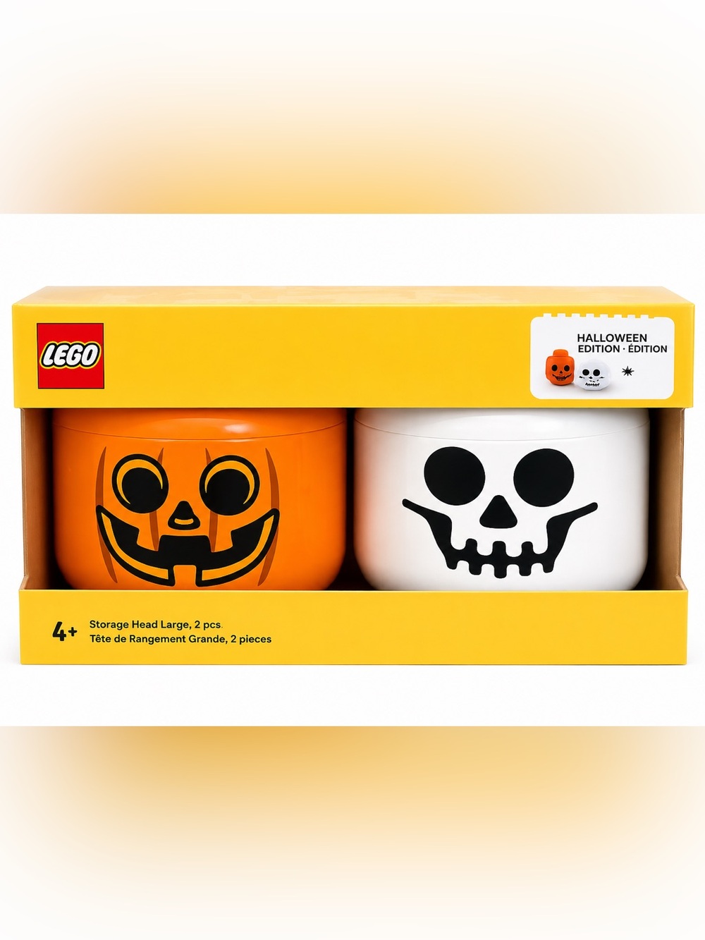 LEGO Halloween Storage Head Large 2-Piece Pumpkin Skeleton Set New in Box
